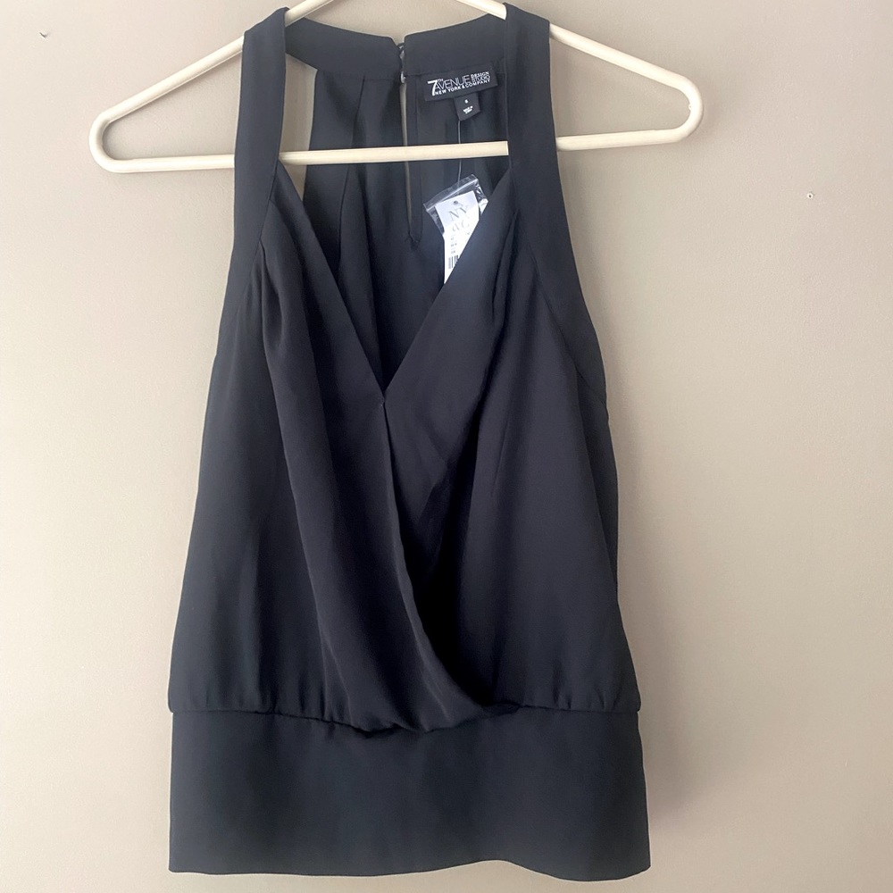 NY&CO Black Sleeveless Crisscross Blouse